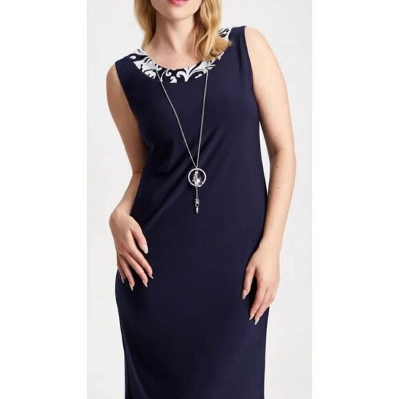 R & M Richards Shift Dress Size 14 Sleeveless Knee Length Purple‎ White - Picture 2 of 12